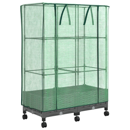 vidaXL Garden Planter with Greenhouse Cover&Wheels 2 pcs Light Grey PP 2