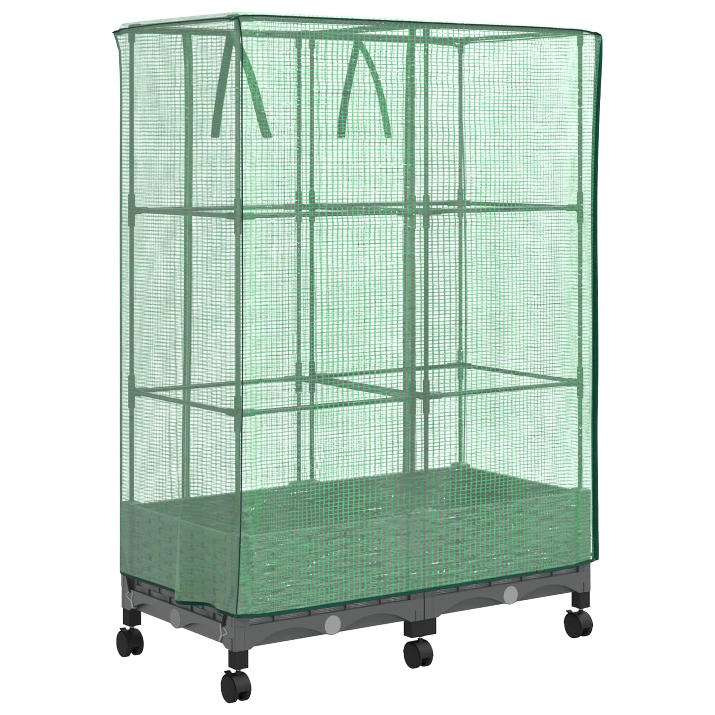 vidaXL Garden Planter with Greenhouse Cover&Wheels 2 pcs Light Grey PP 4