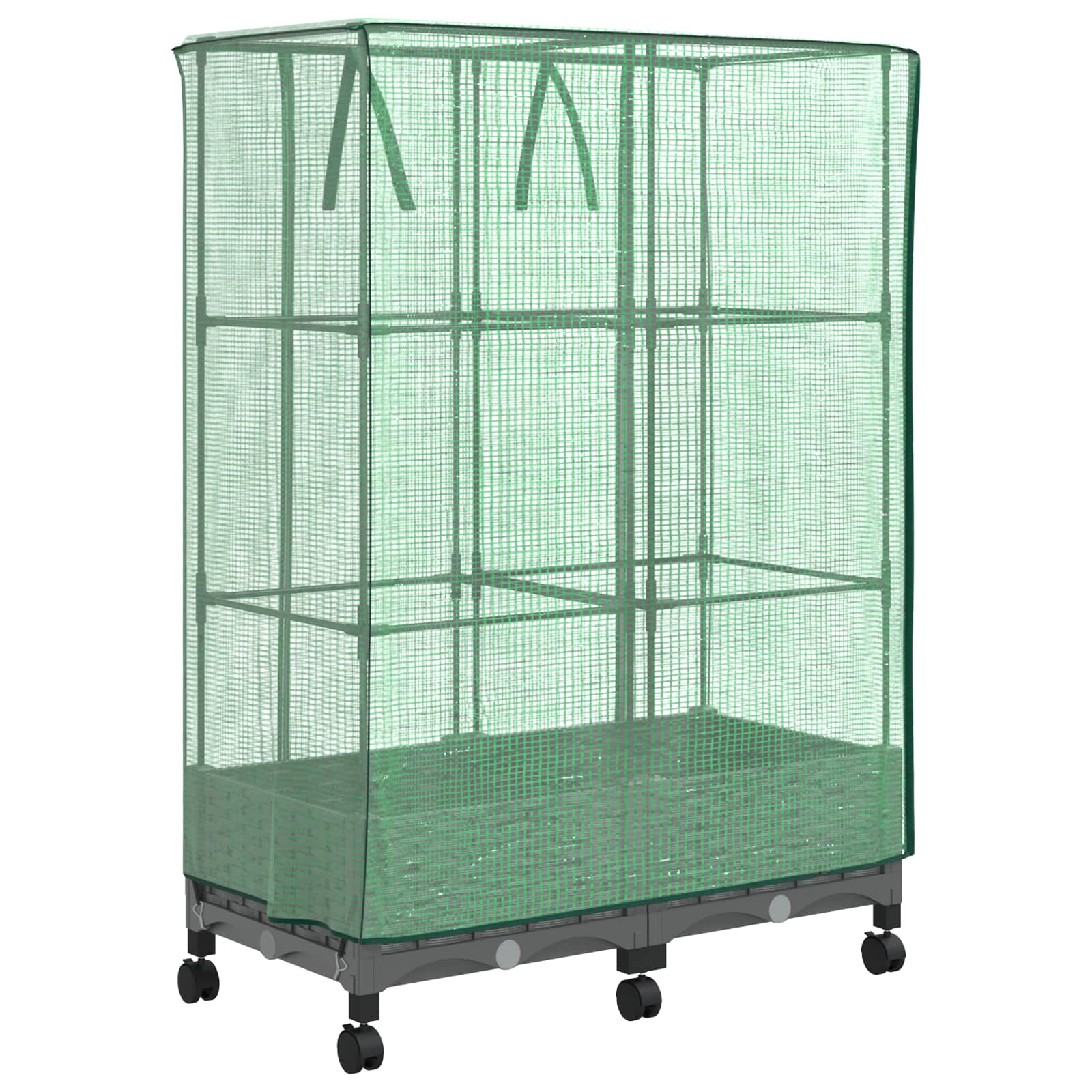 vidaXL Garden Planter with Greenhouse Cover&Wheels 2 pcs Light Grey PP 4