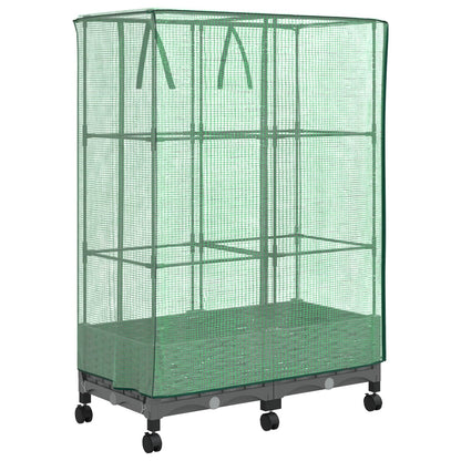 vidaXL Garden Planter with Greenhouse Cover&Wheels 2 pcs Light Grey PP 4