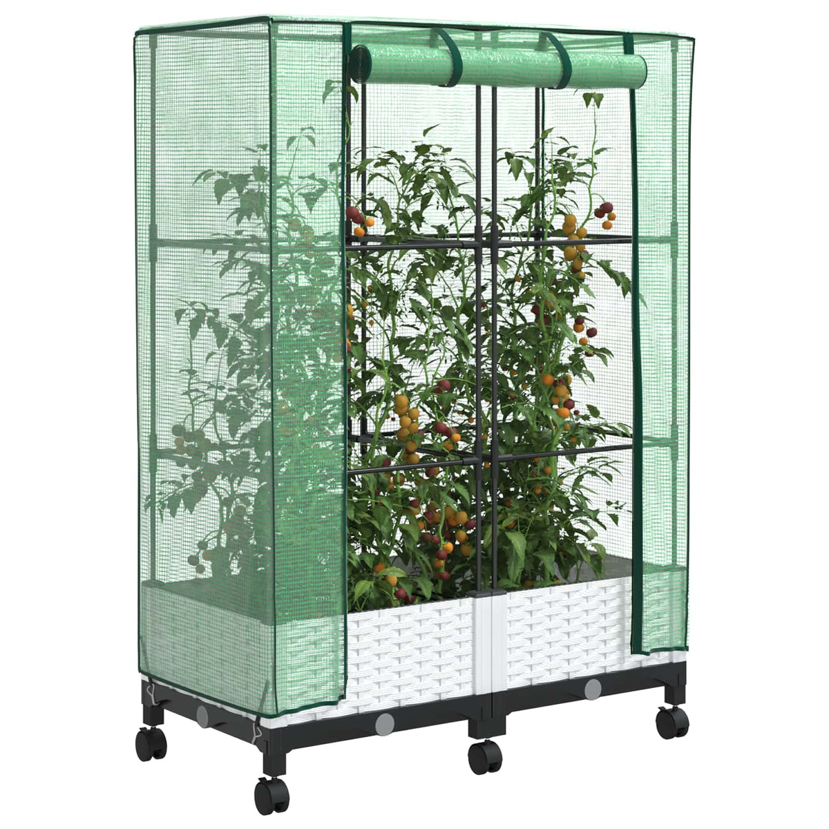 Garden Planter with Greenhouse Cover&Wheels PP with wheels Height 123 cm White 80 cm
