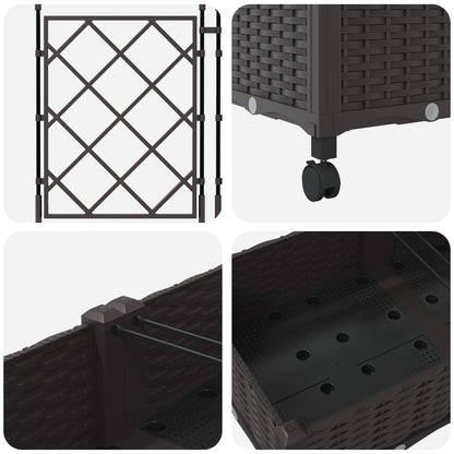 vidaXL Garden Planter with Trellis&Wheels 2 pcs Brown PP 5