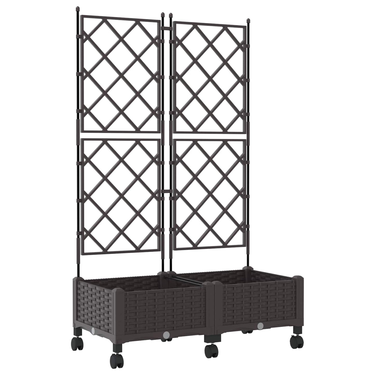 vidaXL Garden Planter with Trellis&Wheels 2 pcs Brown PP 2