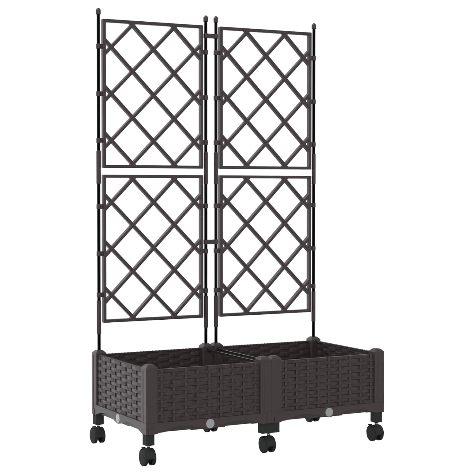 vidaXL Garden Planter with Trellis&Wheels 2 pcs Brown PP 2