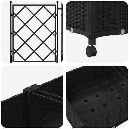 vidaXL Garden Planter with Trellis&Wheels 2 pcs Black PP 5