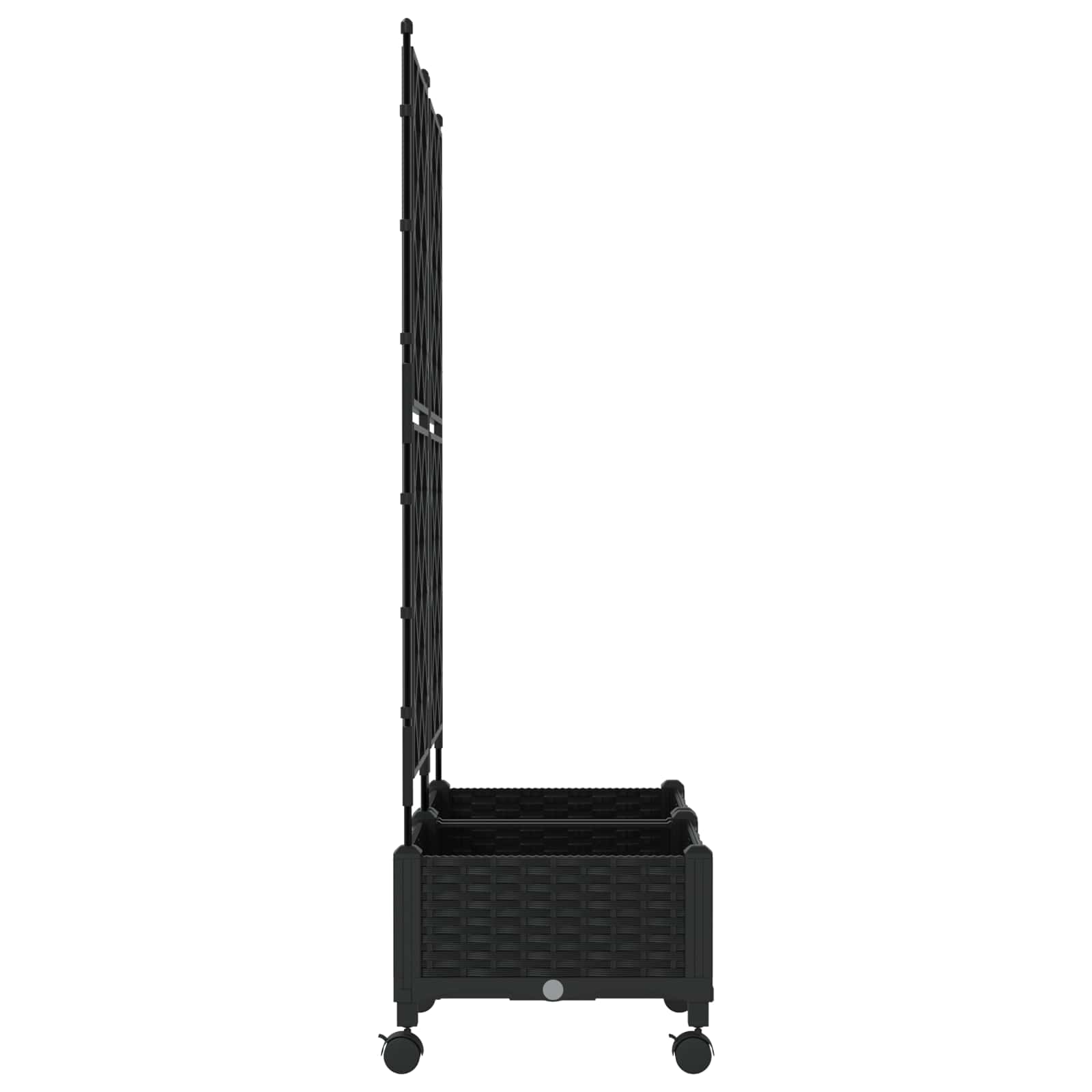 vidaXL Garden Planter with Trellis&Wheels 2 pcs Black PP 3
