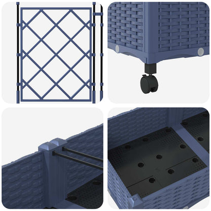 vidaXL Garden Planter with Trellis&Wheels 2 pcs Grey PP 5