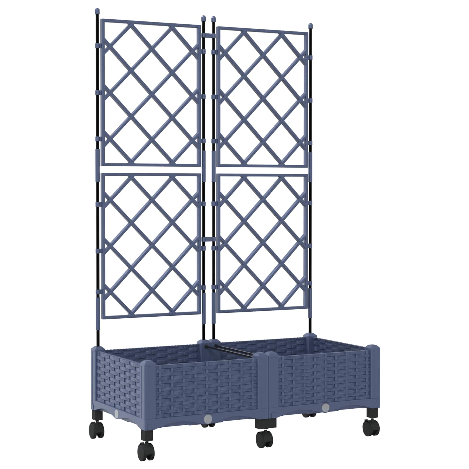 vidaXL Garden Planter with Trellis&Wheels 2 pcs Grey PP 2