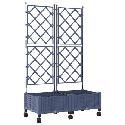 vidaXL Garden Planter with Trellis&Wheels 2 pcs Grey PP 2