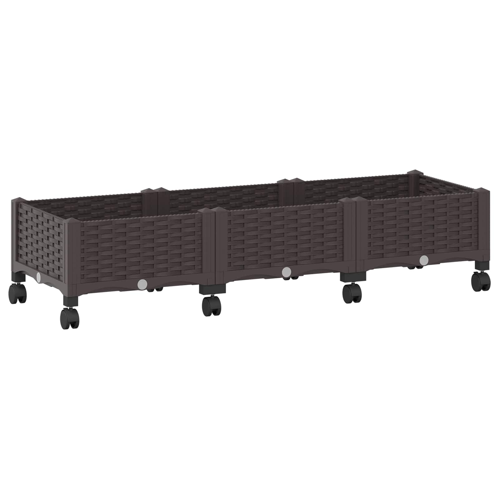 vidaXL Garden Planter with Wheels Brown 120 x 40 x 29 cm PP 2