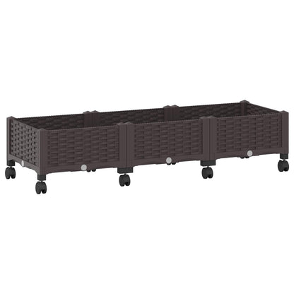 vidaXL Garden Planter with Wheels Brown 120 x 40 x 29 cm PP 2