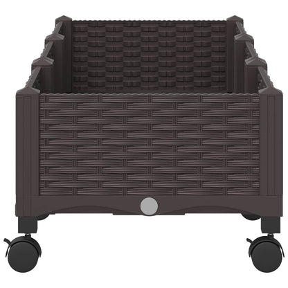 vidaXL Garden Planter with Wheels Brown 120 x 40 x 29 cm PP 4