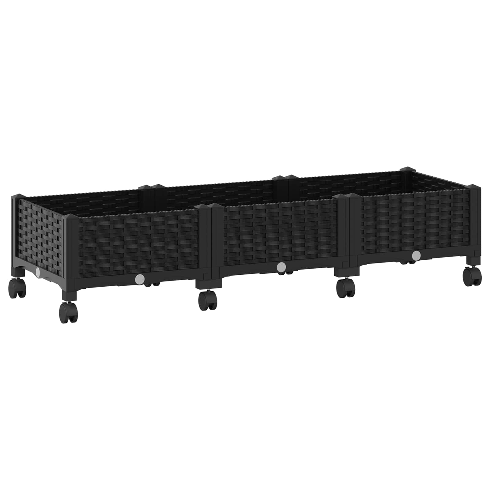 vidaXL Garden Planter with Wheels Black 120 x 40 x 29 cm PP 2