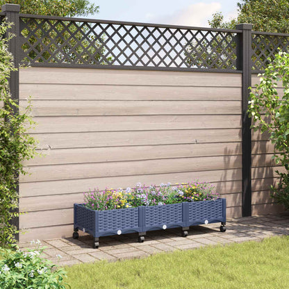 vidaXL Garden Planter with Wheels Blue Grey 120 x 40 x 33 cm PP 1
