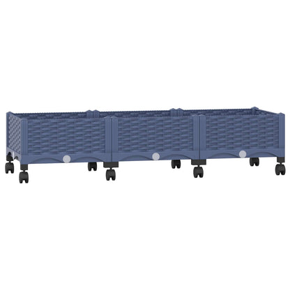 vidaXL Garden Planter with Wheels Blue Grey 120 x 40 x 33 cm PP 2