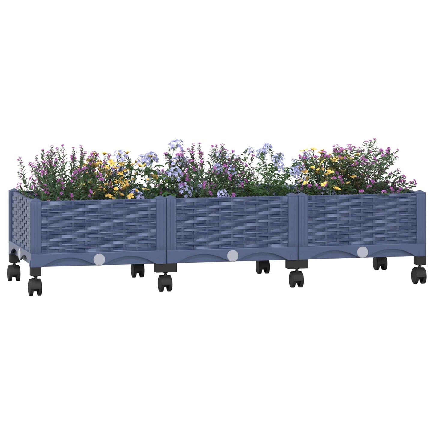 vidaXL Garden Planter with Wheels Blue Grey 120 x 40 x 33 cm PP 3