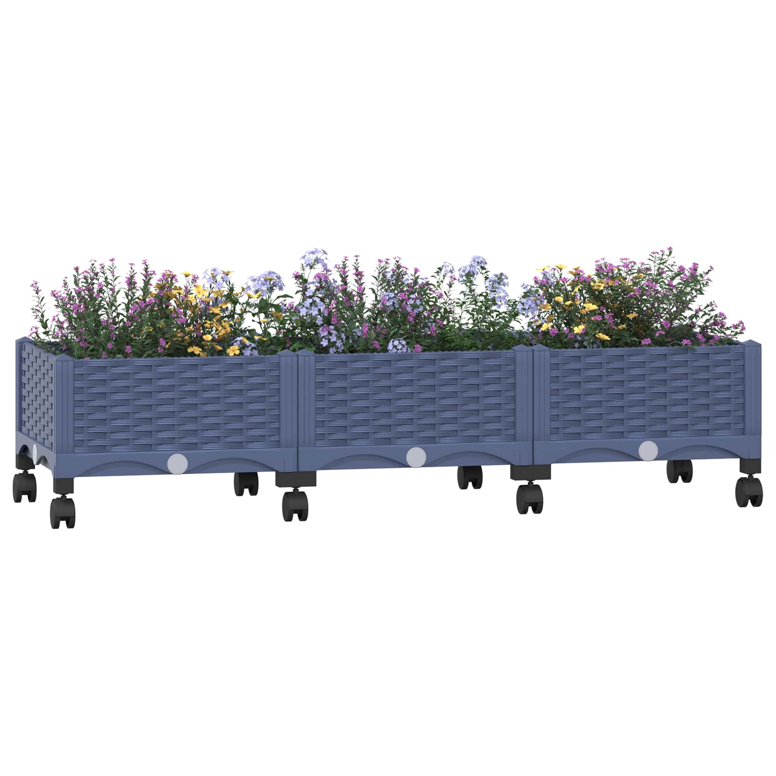vidaXL Garden Planter with Wheels Blue Grey 120 x 40 x 33 cm PP 3