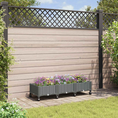 vidaXL Garden Planter with Wheels Light Grey 120 x 40 x 33 cm PP 1