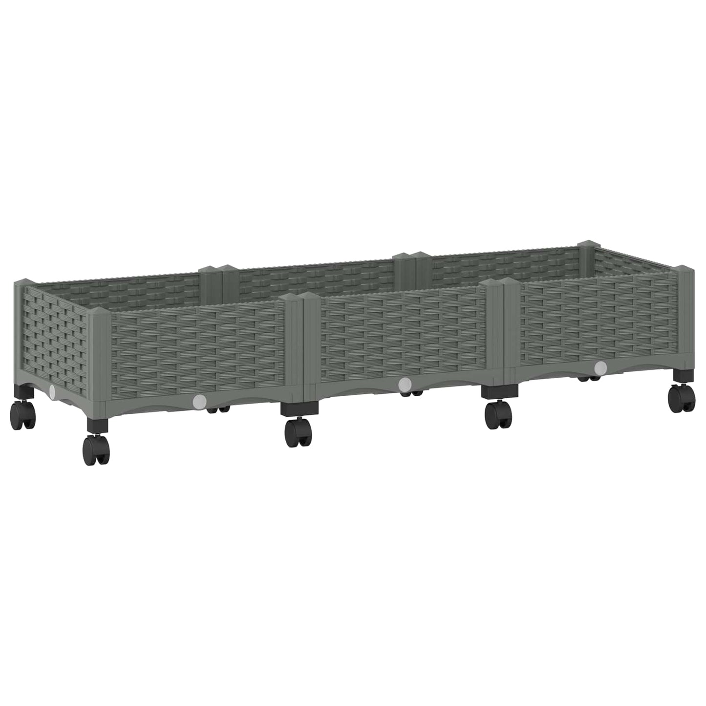 vidaXL Garden Planter with Wheels Light Grey 120 x 40 x 33 cm PP 2