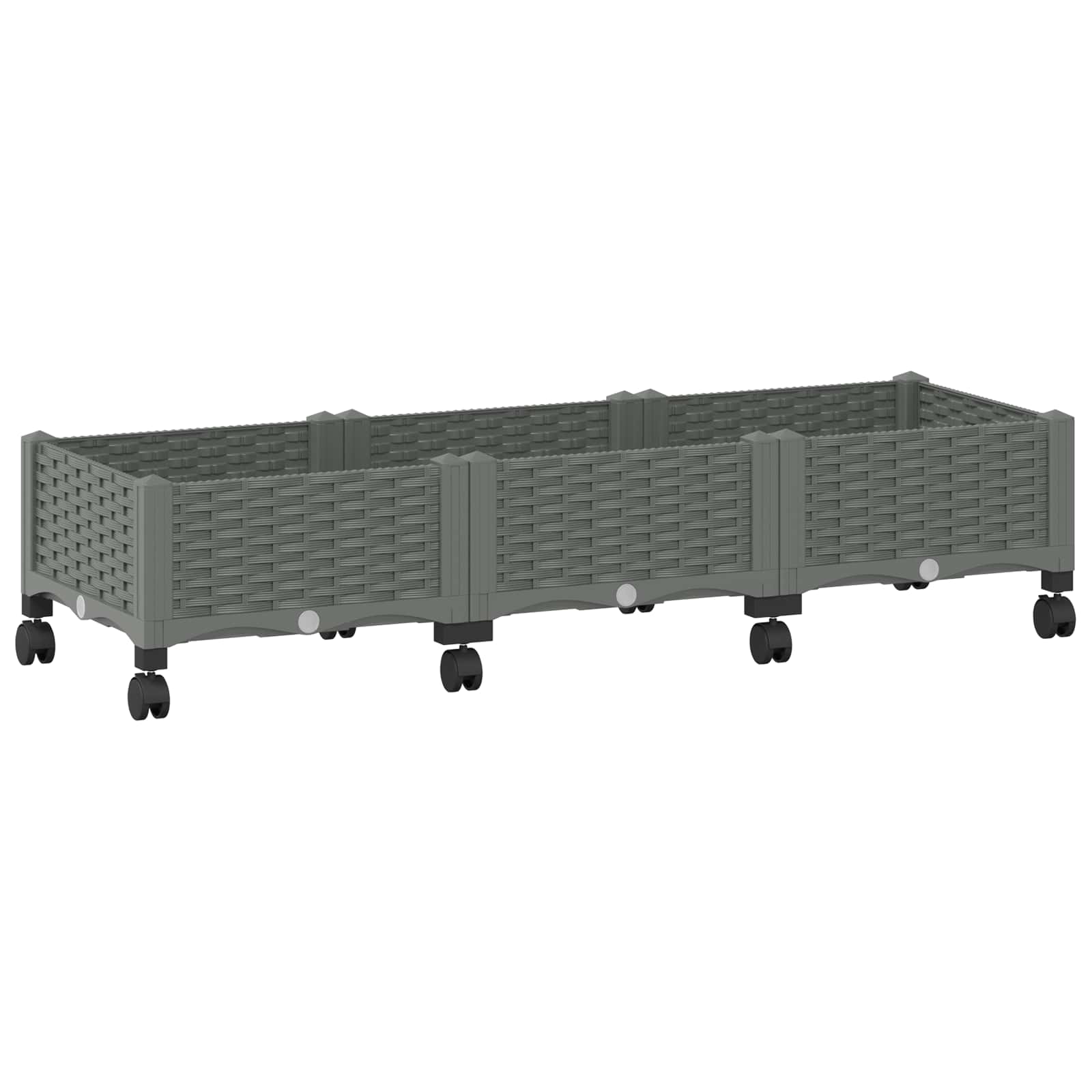 vidaXL Garden Planter with Wheels Light Grey 120 x 40 x 33 cm PP 2