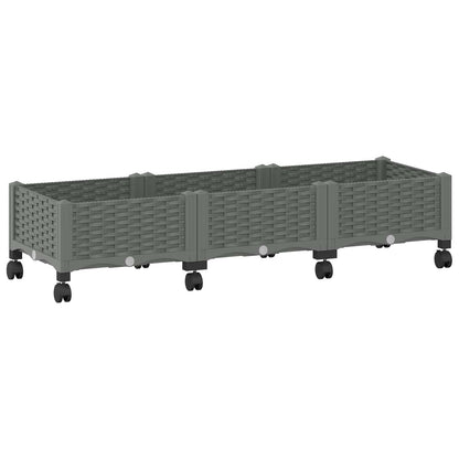 vidaXL Garden Planter with Wheels Light Grey 120 x 40 x 33 cm PP 2