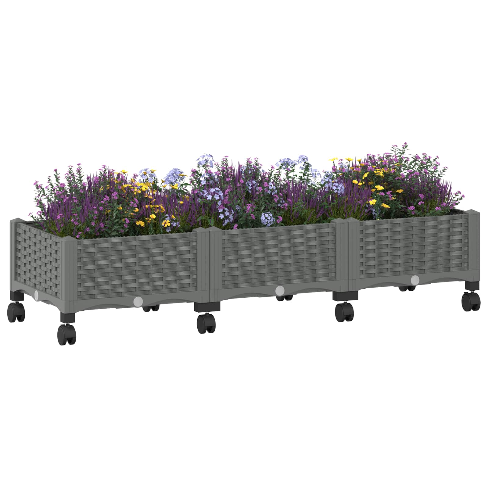 vidaXL Garden Planter with Wheels Light Grey 120 x 40 x 33 cm PP 3