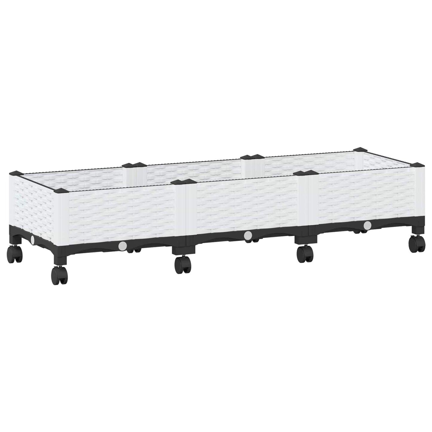 vidaXL Garden Planter with Wheels White 120 x 40 x 33 cm PP 2