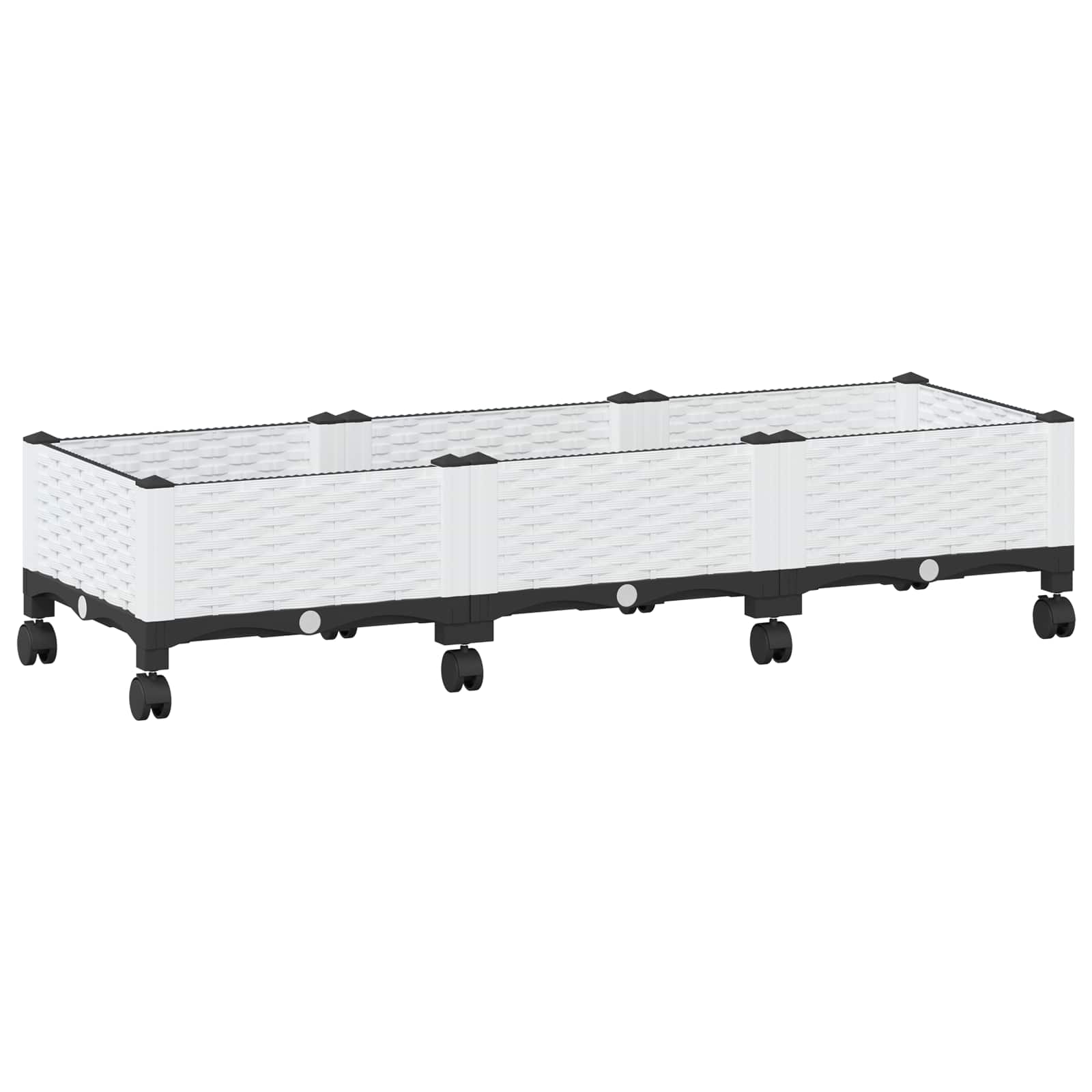 vidaXL Garden Planter with Wheels White 120 x 40 x 33 cm PP 2