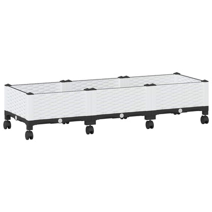 vidaXL Garden Planter with Wheels White 120 x 40 x 33 cm PP 2