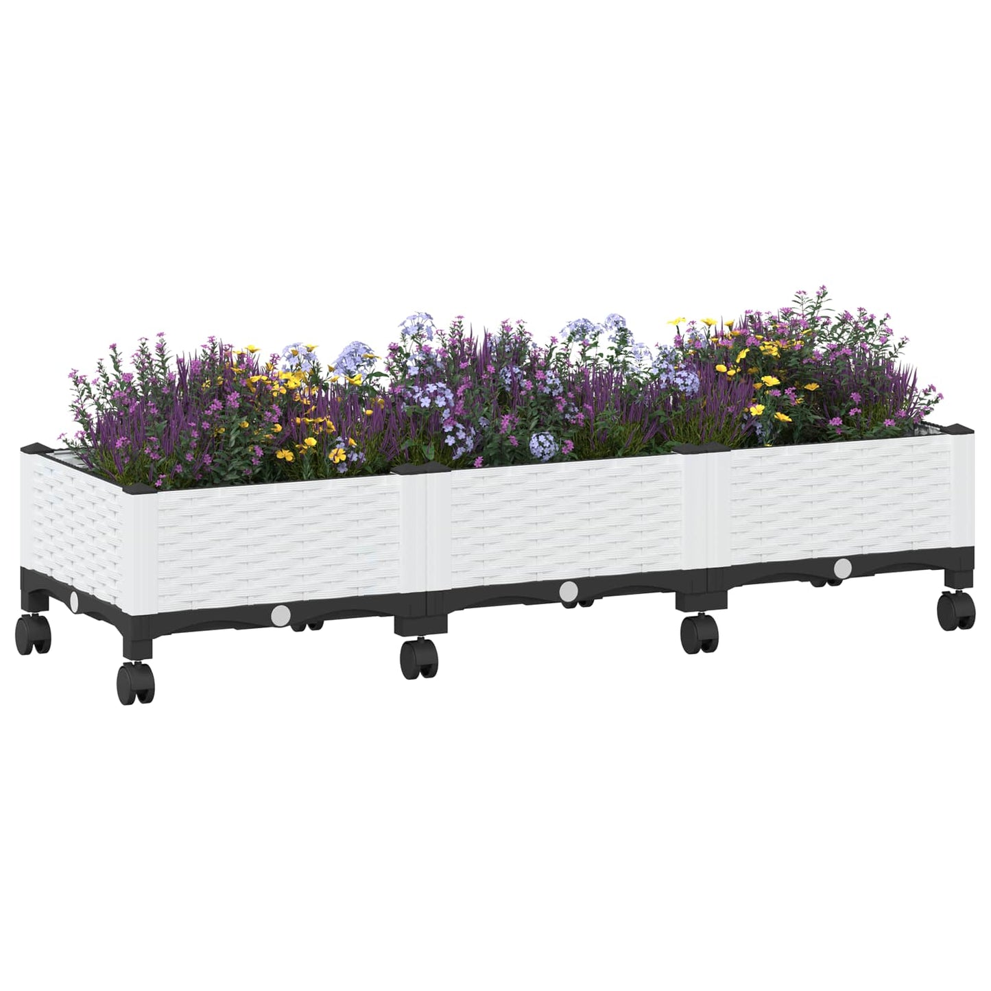 vidaXL Garden Planter with Wheels White 120 x 40 x 33 cm PP 3