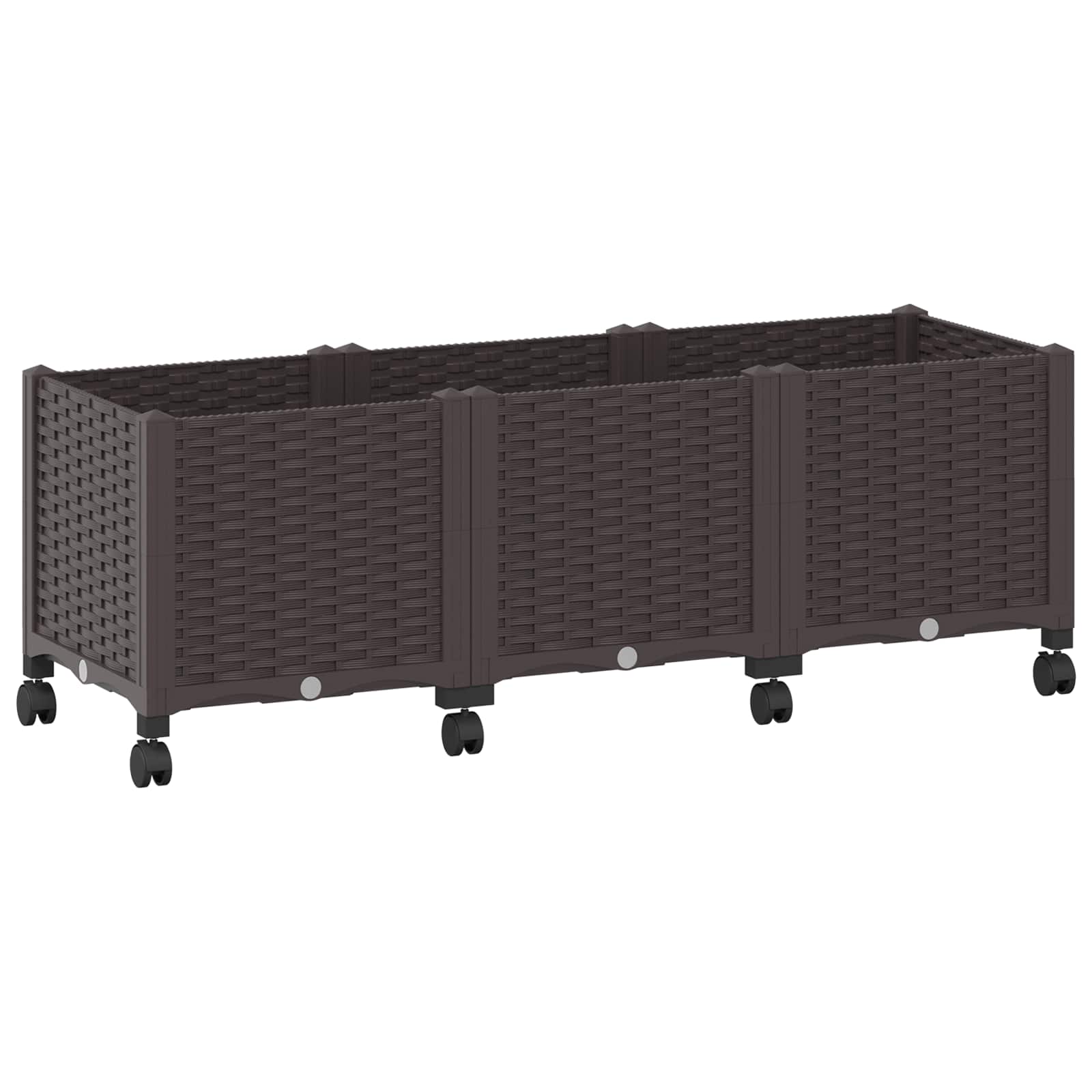 vidaXL Garden Planter with Wheels Brown 120 x 40 x 44 cm PP 2