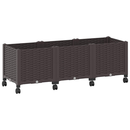 vidaXL Garden Planter with Wheels Brown 120 x 40 x 44 cm PP 2