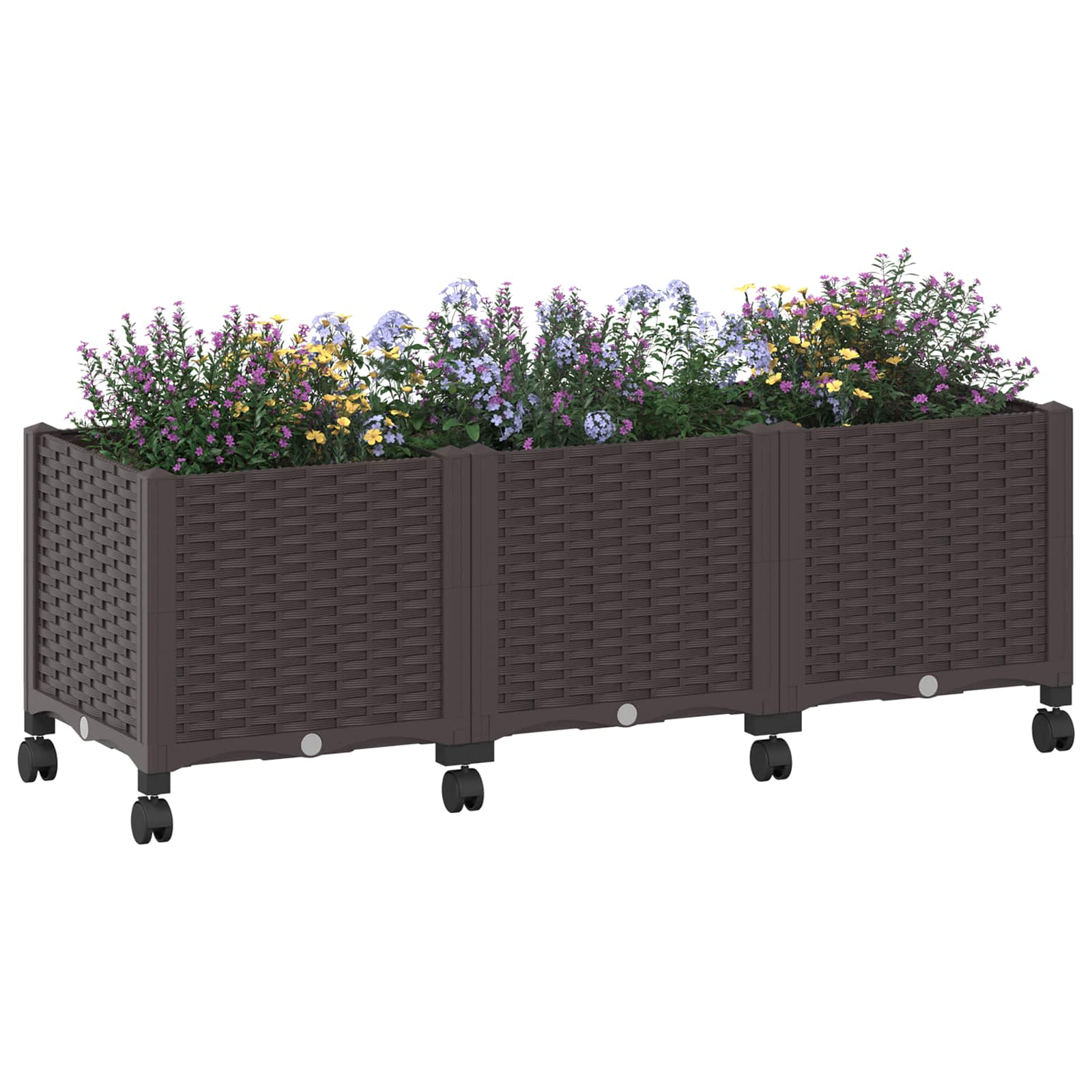 vidaXL Garden Planter with Wheels Brown 120 x 40 x 44 cm PP 3