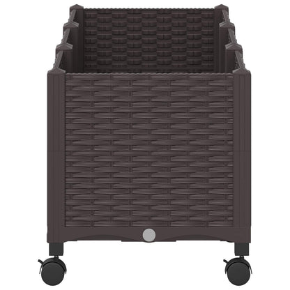 vidaXL Garden Planter with Wheels Brown 120 x 40 x 44 cm PP 4