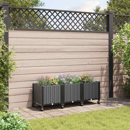 vidaXL Garden Planter with Wheels Black 120 x 40 x 44 cm PP 1