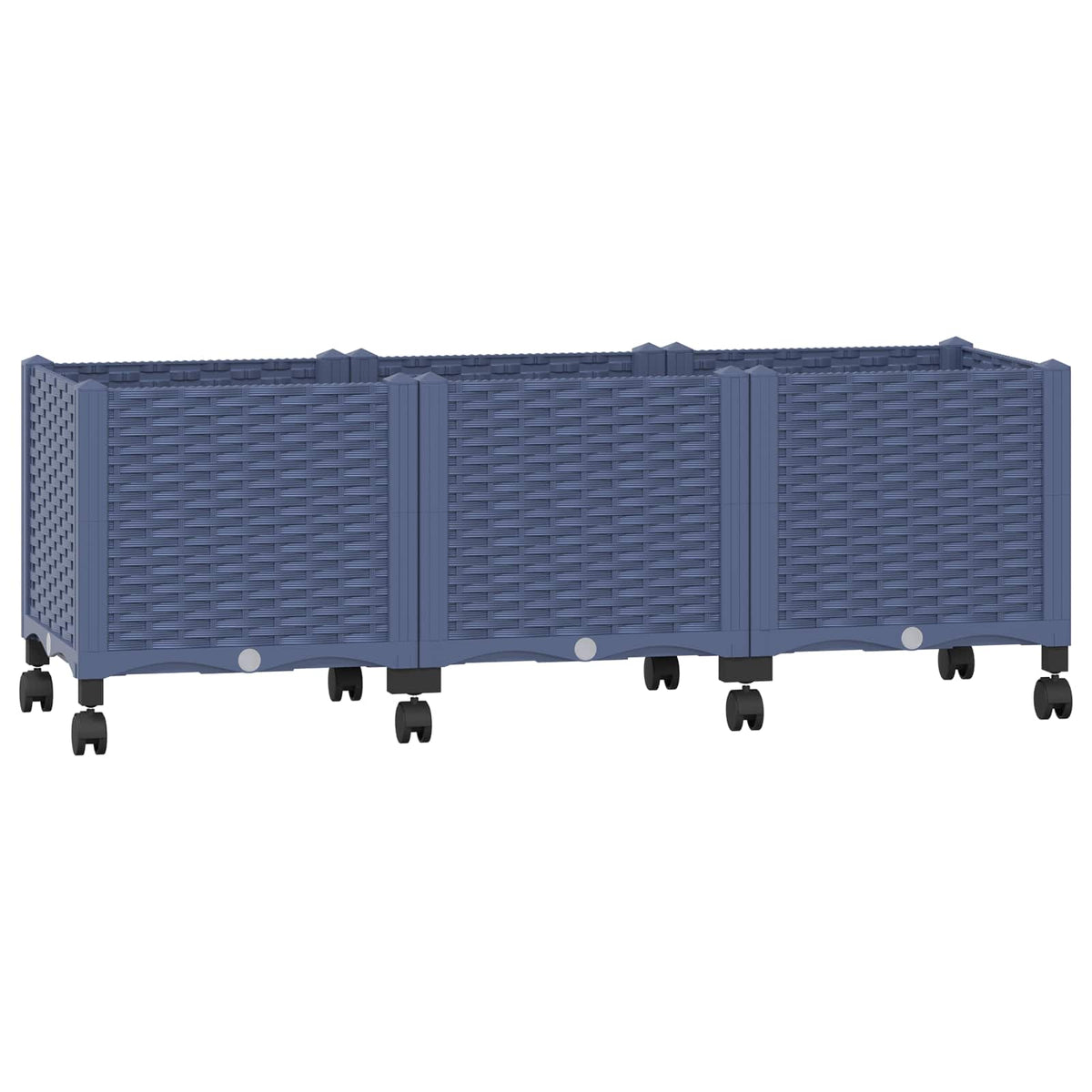 vidaXL Garden Planter with Wheels Blue Grey 120 x 40 x 44 cm PP 2