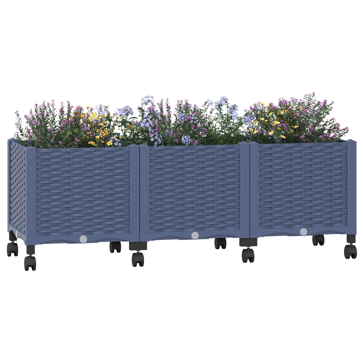 vidaXL Garden Planter with Wheels Blue Grey 120 x 40 x 44 cm PP 3