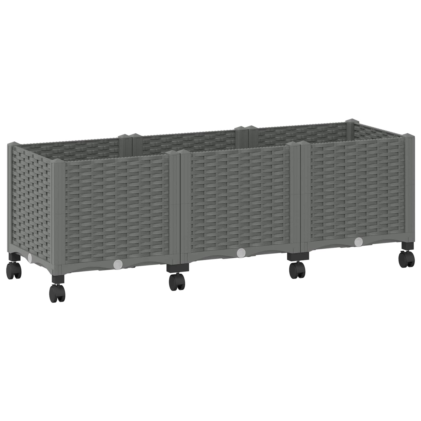 vidaXL Garden Planter with Wheels Light Grey 120 x 40 x 48 cm PP 2
