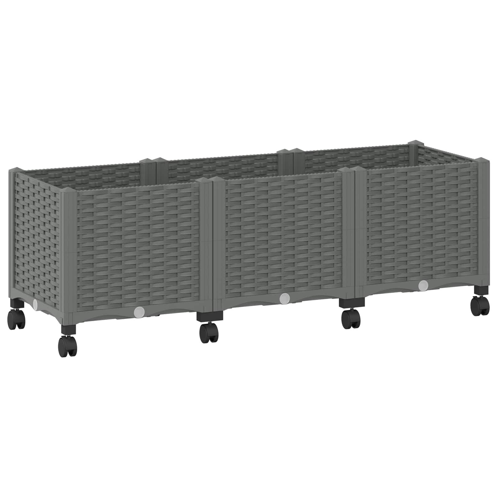 vidaXL Garden Planter with Wheels Light Grey 120 x 40 x 48 cm PP 2