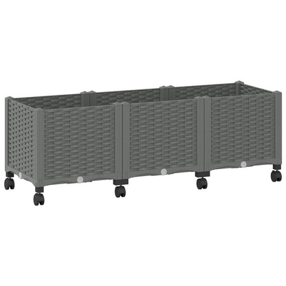 vidaXL Garden Planter with Wheels Light Grey 120 x 40 x 48 cm PP 2