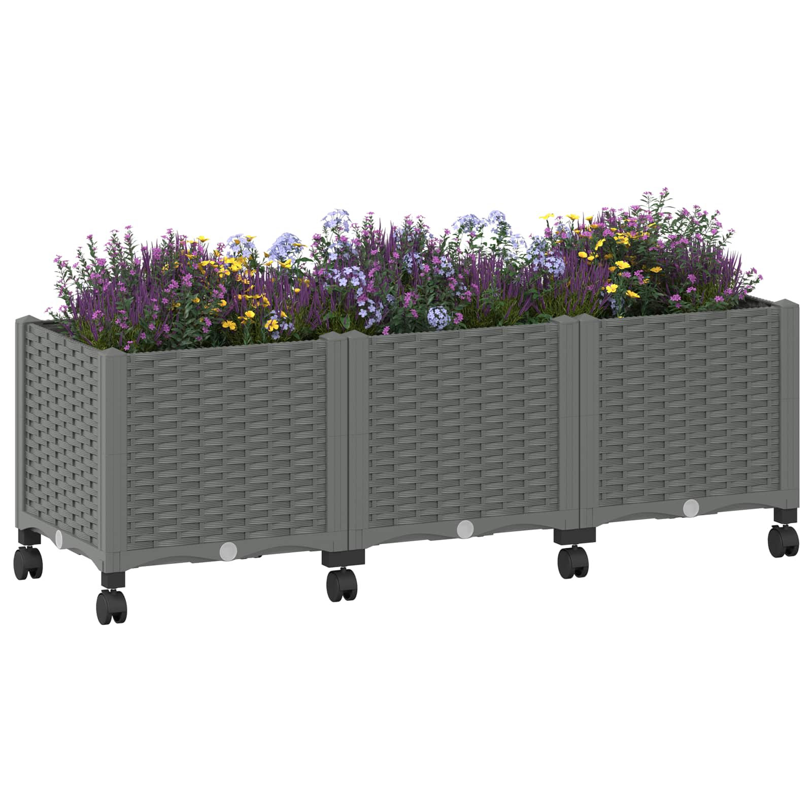 vidaXL Garden Planter with Wheels Light Grey 120 x 40 x 48 cm PP 3