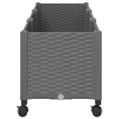 vidaXL Garden Planter with Wheels Light Grey 120 x 40 x 48 cm PP 4