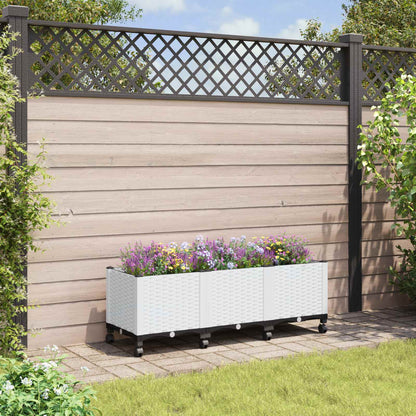 vidaXL Garden Planter with Wheels White 120 x 40 x 48 cm PP 1