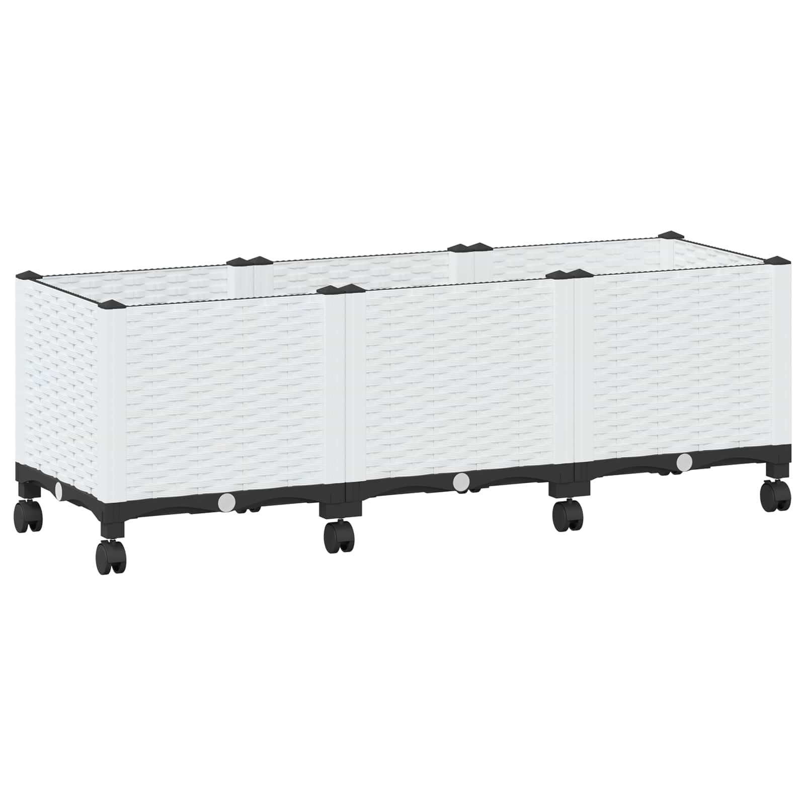 vidaXL Garden Planter with Wheels White 120 x 40 x 48 cm PP 2