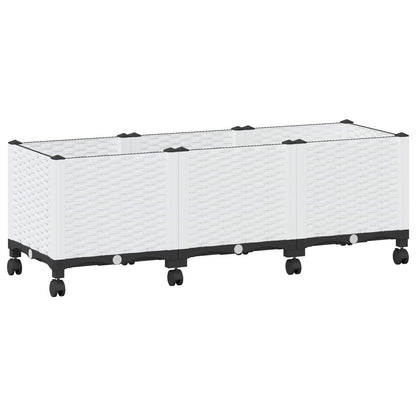 vidaXL Garden Planter with Wheels White 120 x 40 x 48 cm PP 2