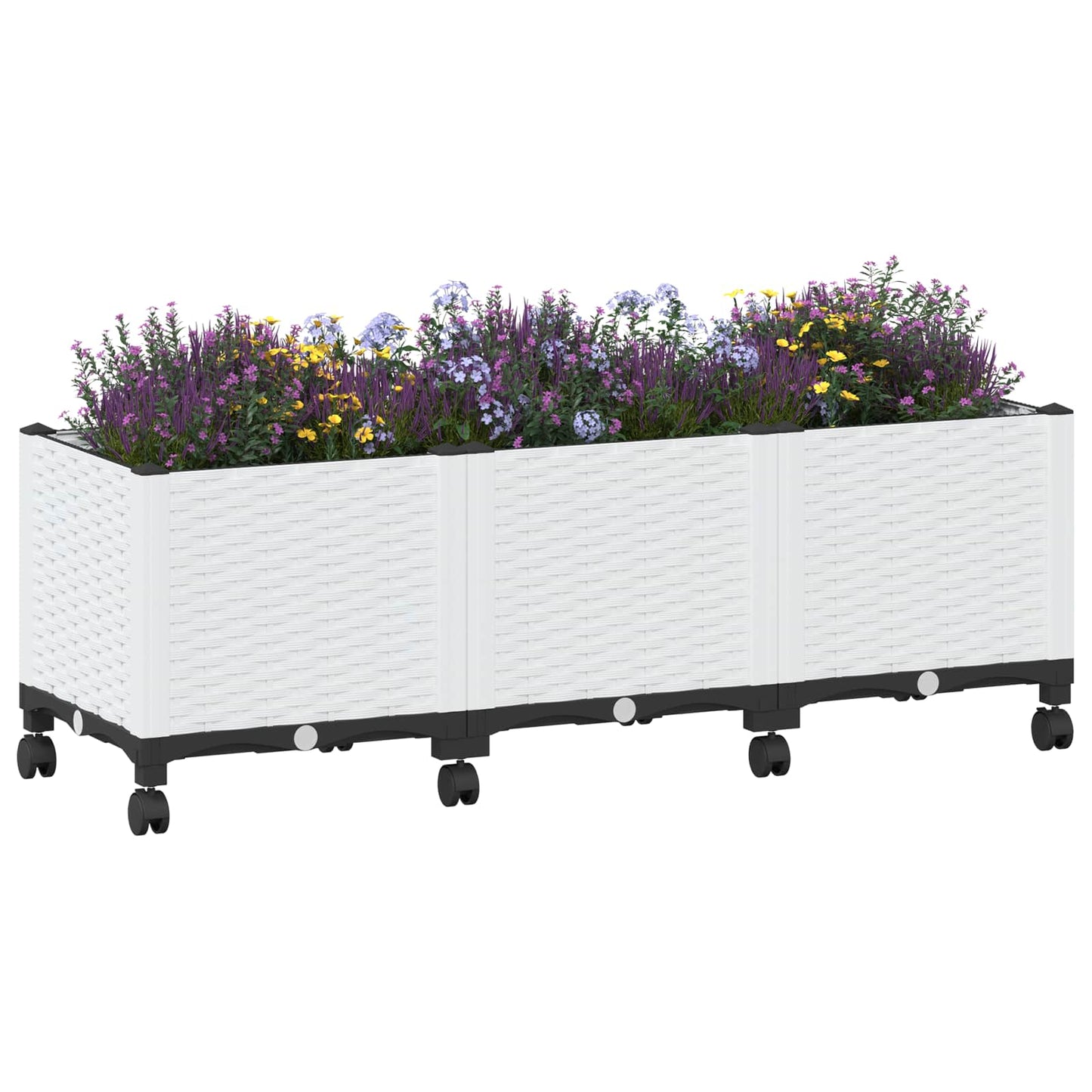 vidaXL Garden Planter with Wheels White 120 x 40 x 48 cm PP 3