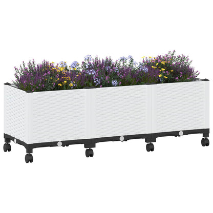 vidaXL Garden Planter with Wheels White 120 x 40 x 48 cm PP 3