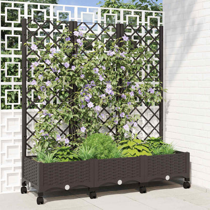 vidaXL Garden Planter with Trellis&Wheels PP with Wheels Height 121.5 cm