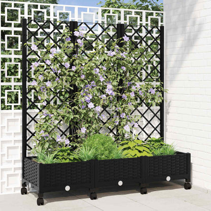 vidaXL Garden Planter with Trellis&Wheels PP with Wheels Height 121.5 cm