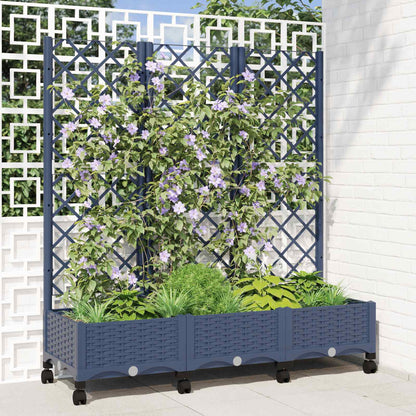 vidaXL Garden Planter with Trellis&Wheels PP with Wheels Height 121.5 cm